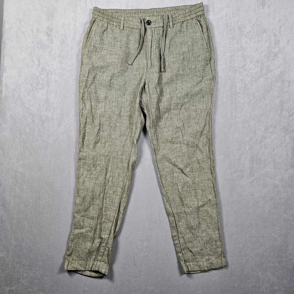 Banana Republic Pants Mens 31x30 (Fits 31x27) Olive Green Linen Blend Adjustable